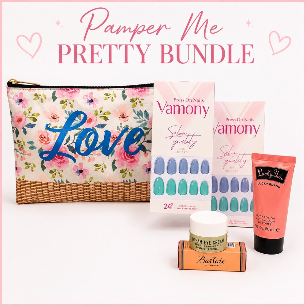 Floral 'Love' Cosmetic Pouch & Pamper Bundle